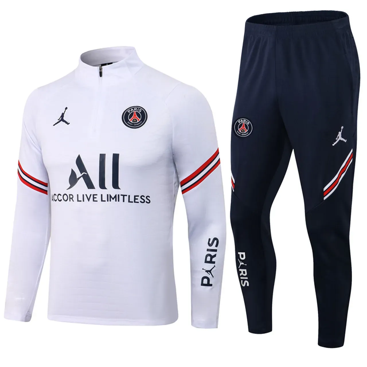 Conjunto Agasalho PSG Treino 2021/22 - Branco